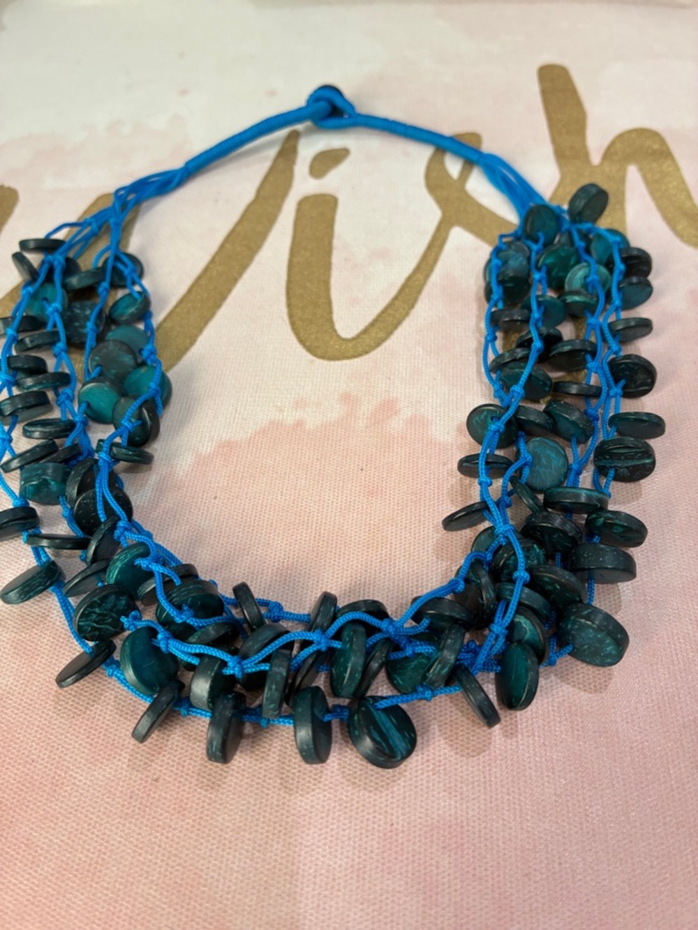 Blue Beaded Multi-Strand Statement Necklace